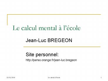 Le calcul mental lcole