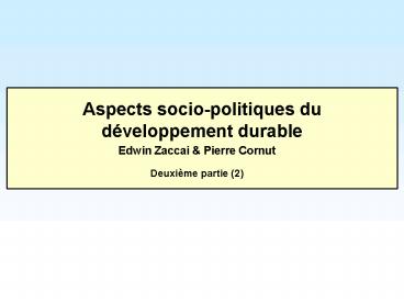 Aspects sociopolitiques du dveloppement durable
