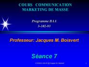 COURS  COMMUNICATION MARKETING DE MASSE