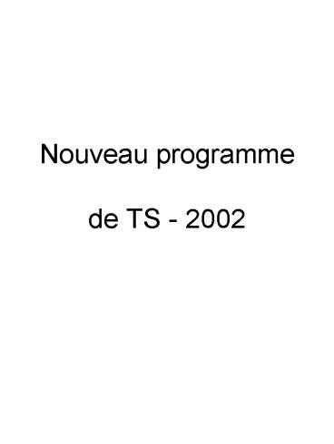 Nouveau programme de TS - 2002