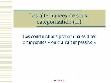Les alternances de souscatgorisation II
