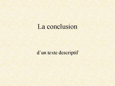La conclusion