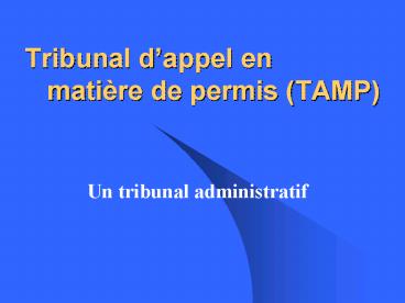 Tribunal dappel en matire de permis TAMP