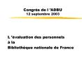 Congrs de lADBU 12 septembre 2003 PowerPoint PPT Presentation