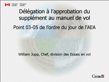 Dlgation lapprobation du supplment au manuel de vol