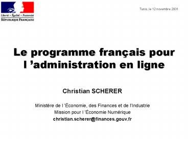 Le programme franais pour ladministration en ligne