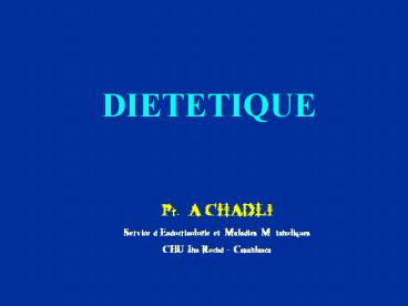 DIETETIQUE