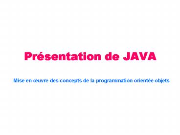 Prsentation de JAVA