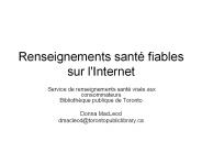 Renseignements sant fiables sur l'Internet