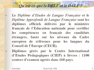 Questce que le DELF et le DALF