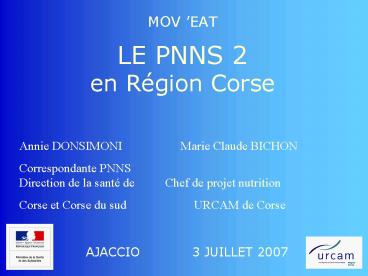 MOVEAT LE PNNS 2 en Rgion Corse