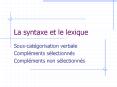 La syntaxe et le lexique PowerPoint PPT Presentation