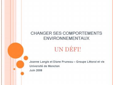 CHANGER SES COMPORTEMENTS ENVIRONNEMENTAUX