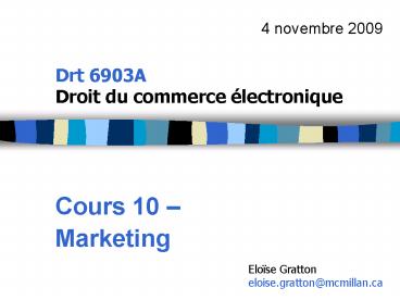 Drt 6903A Droit du commerce lectronique
