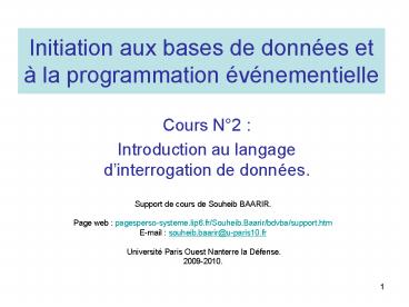 Initiation aux bases de donn