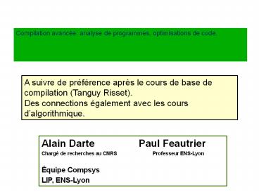 Modles et outils mathmatiques pour la compilation