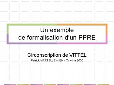 Un exemple de formalisation dun PPRE