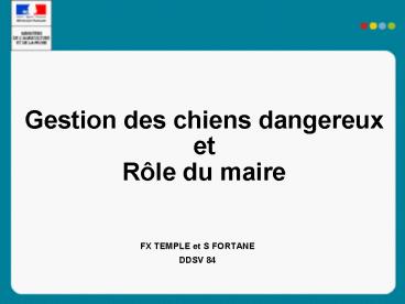 Gestion des chiens dangereux et Rle du maire