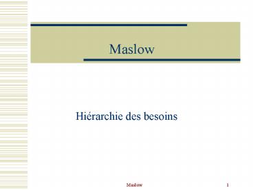 Hirarchie des besoins