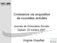 Croissance via acquisition de nouvelles activit