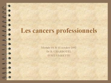 Les cancers professionnels