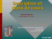 Inscription et choix de cours