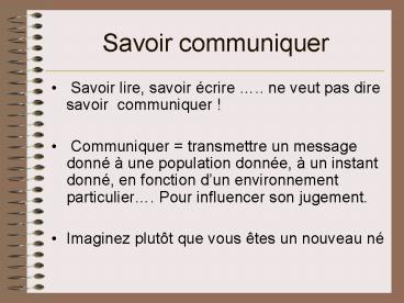 Savoir communiquer