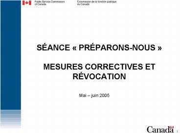 SANCE PRPARONSNOUS MESURES CORRECTIVES ET RVOCATION