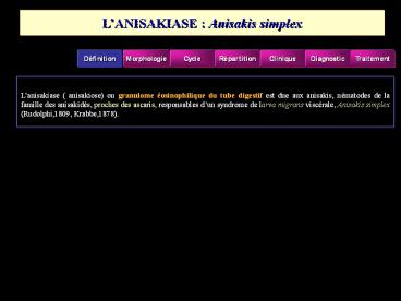 COMPENDIUM DES MALADIES PARASITAIRES