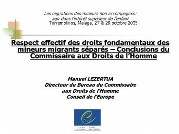 Les migrations des mineurs non accompagns: