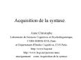 Acquisition de la syntaxe' PowerPoint PPT Presentation