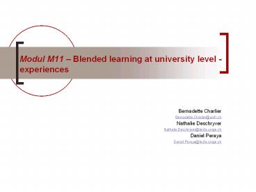 Modul M11 Blended learning at university level experiences
