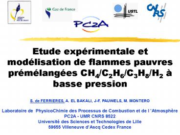 Etude exprimentale et modlisation de flammes pauvres prmlanges CH4C2H6C3H8H2 basse pression
