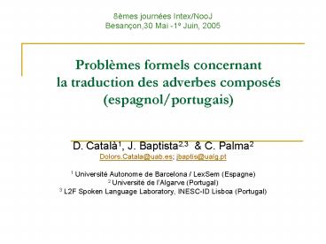 Problmes formels concernant la traduction des adverbes composs espagnolportugais
