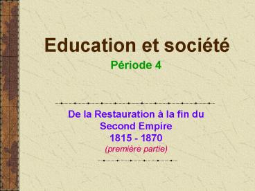 Education et socit
