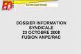 DOSSIER INFORMATION SYNDICALE 23 OCTOBRE 2008 FUSION ANPERAC PowerPoint PPT Presentation