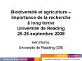 Biodiversit et agriculture Importance de la recherche long terme Universit de Reading 2526 septembre PowerPoint PPT Presentation