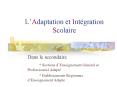LAdaptation et Intgration Scolaire PowerPoint PPT Presentation