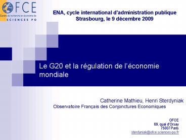 Le G20 et la rgulation de lconomie mondiale