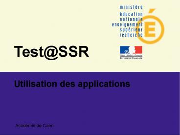 testssr Utilisation des applications