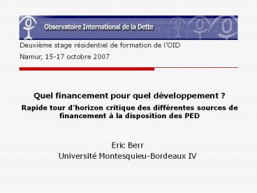 Quel financement pour quel d