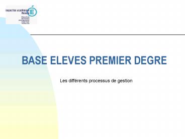 BASE ELEVES PREMIER DEGRE