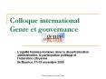 Colloque international Genre et gouvernance PowerPoint PPT Presentation