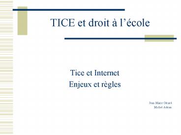 TICE et droit lcole