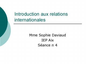 Introduction aux relations internationales