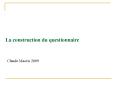 La construction du questionnaire PowerPoint PPT Presentation