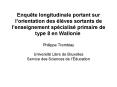 Enqute longitudinale portant sur lorientation des lves sortants de lenseignement spcialis primaire d PowerPoint PPT Presentation