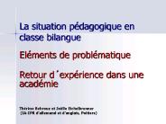 La situation pdagogique en classebilangue