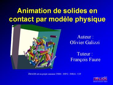 Animation de solides en contact par mod