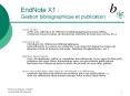EndNote X1 : Gestion bibliographique et publication PowerPoint PPT Presentation
